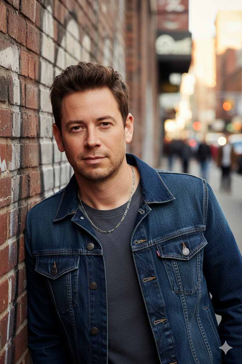 Man wearing a denim jacket